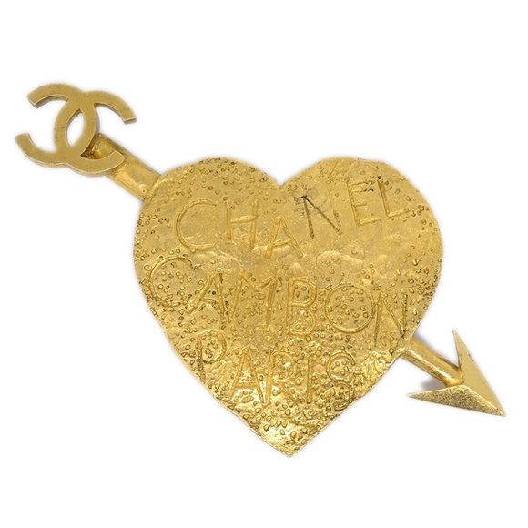 Chanel Gold Bow And Arrow Heart Brooch Pin - Picture 1 of 4